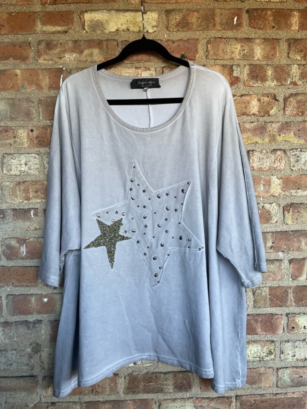 Vincenzo Allocca Distressed Look Studded Cotton Swing Blouse